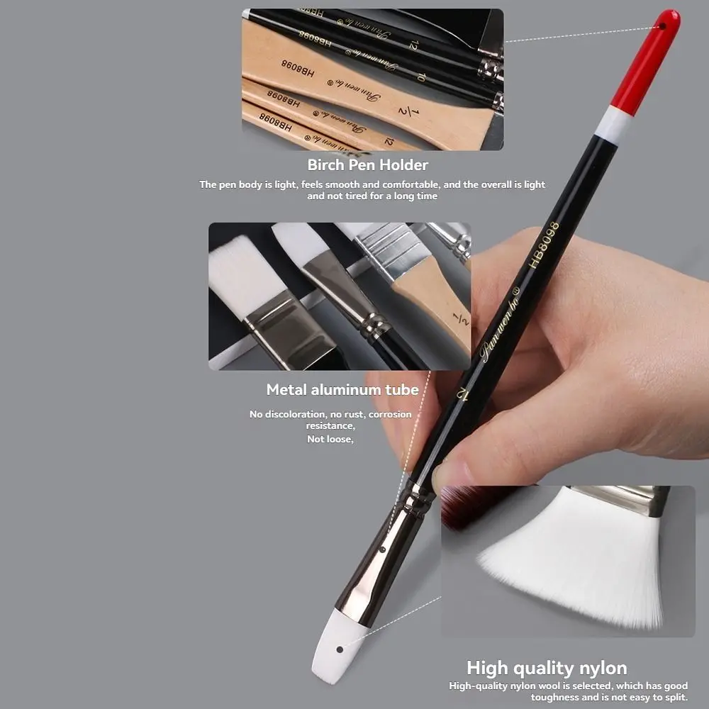 9Pcs/Set Multifunctional Nylon Hair Paintbrush Set Wooden Handle Soft Bristled Watercolor Drawing Brushes Different Shape