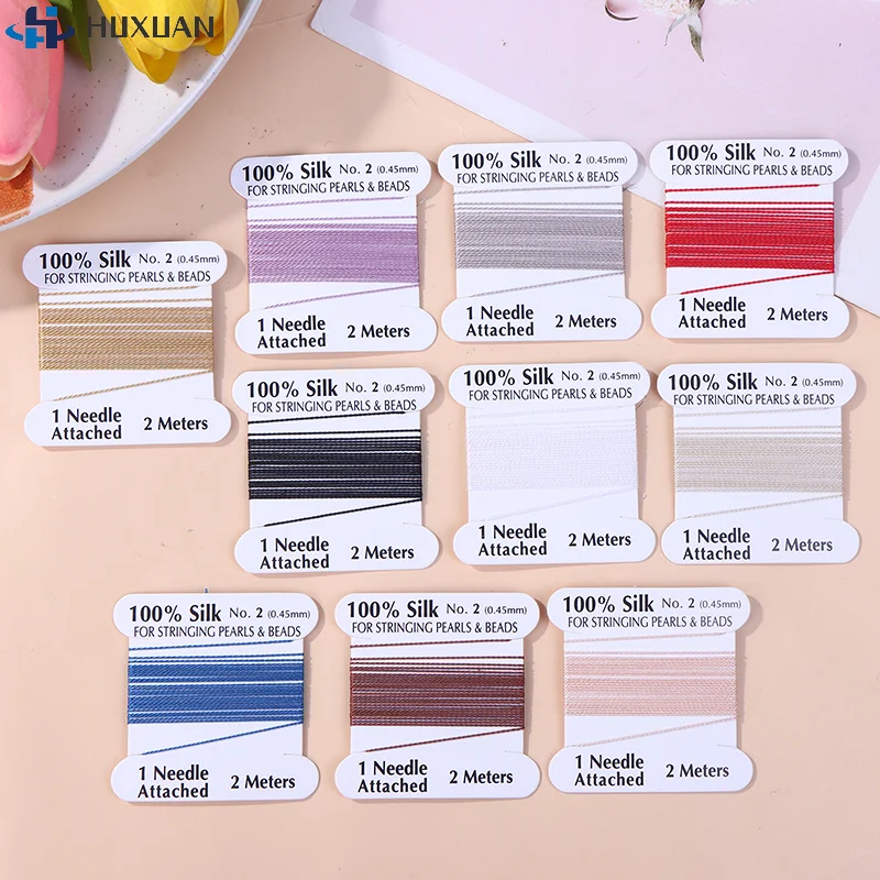 200cm 0.45mm 수제 천연 실크 코드 로프 비즈 실크 실 끝단 DIY 보석 제작용