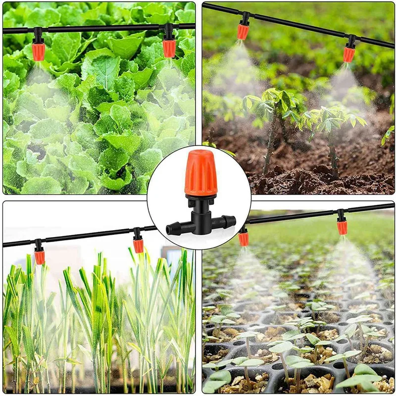 500 Pcs Three-Way Atomizing Nozzle, Adjustable Mist Nozzles, Drip Irrigation Emitters, Greenhouse Watering System