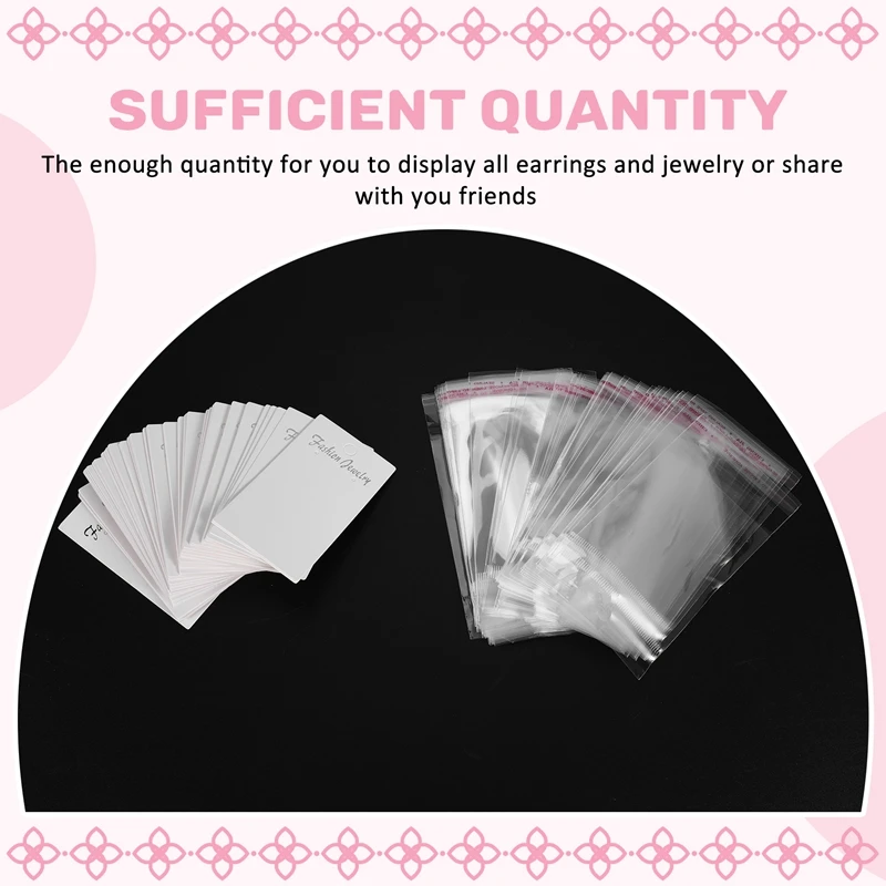 Abwr-perhiasan 100 X putih anting polos kartu tampilan & tas perekat diri