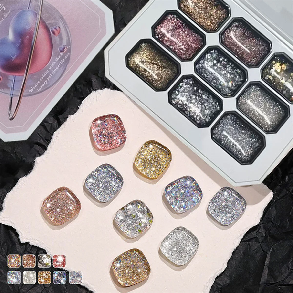 1pc 9 Colors Starburst Glitter Solid Patting Gel Nail Polish Gel Soak Off UV&LED Nail Art Decoration Salon DIY Y2K INS