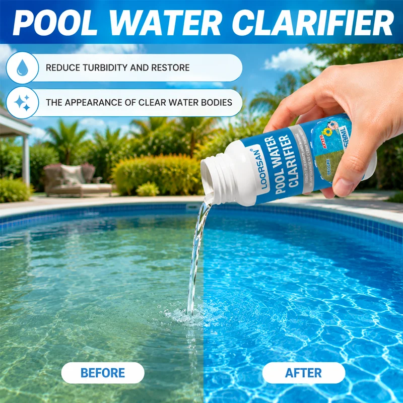 Loorsan Pool Water Clarifier For Swimming Pool 60ML Turbidity Reducing Clear Water Treatment Liquid For Spa Hot Tub