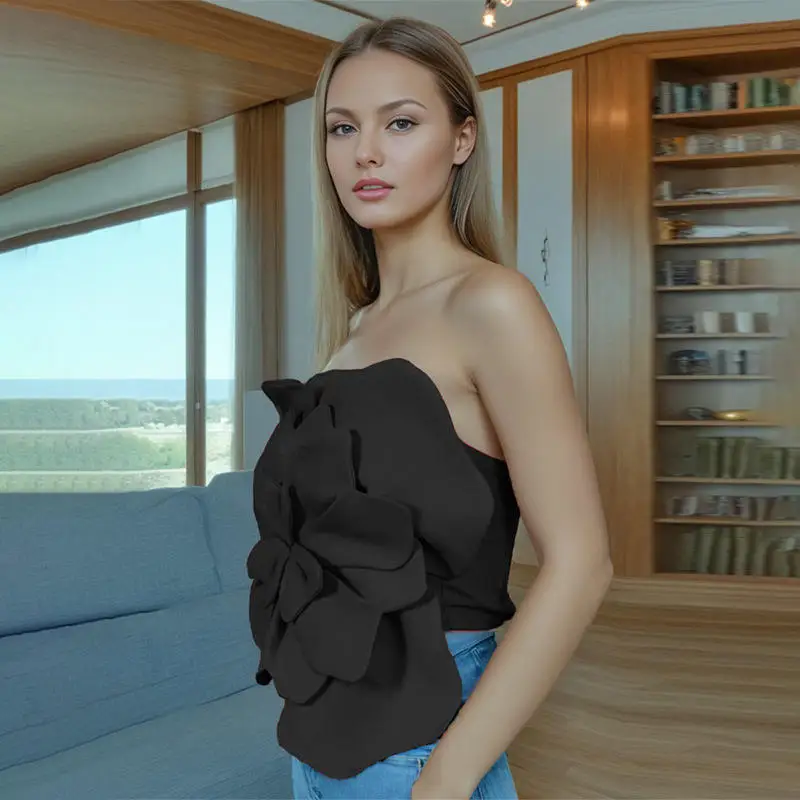 

Сексуальная клубная майка, женская лоскутная 3D цветочная однотонная дизайнерская одежда для подружки невесты, полиэфирная ткань, осень 2025 г.