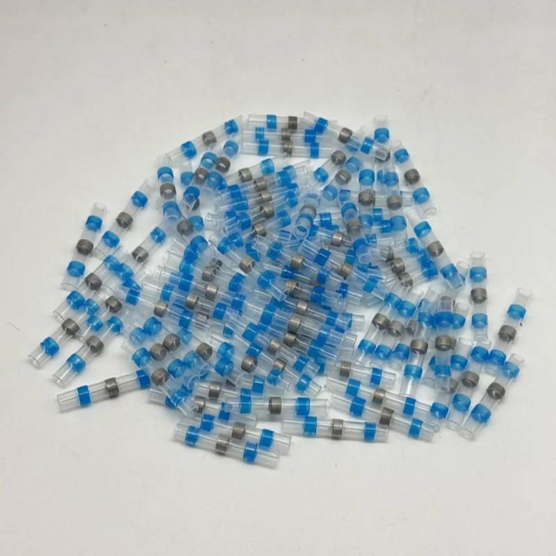 1000PCS Waterproof Solder Seal Sleeve Splice Terminal Tinned Copper Heat Shrink Electrical Wire Butt Connector AWG16-14 Blue