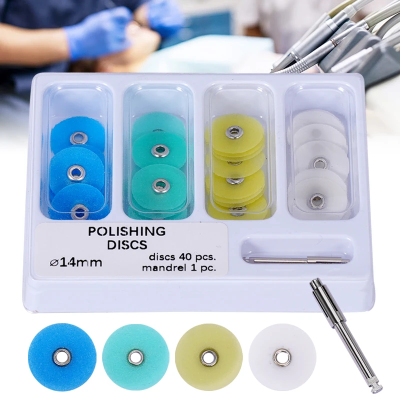 40Pcs Dental Composite Polishing Discs 14mm Extra Thin Sof-Lex Resin Polisher for Contra Angle Handpiece Contouring