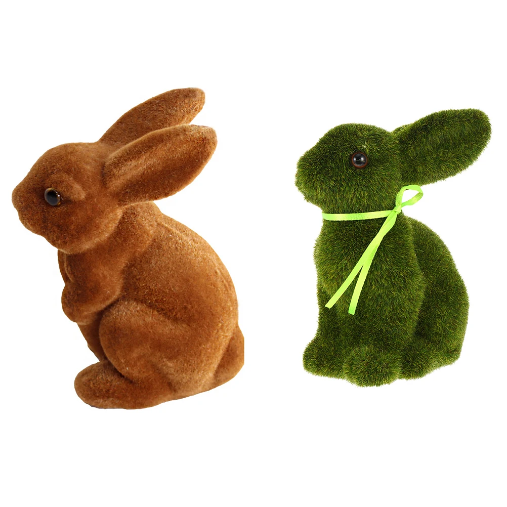 

2Pcs Foam Rabbit Decorations Multi-Color Hand-Painted Weatherproof Garden Home Decor Crafts for Easter Birthday Housewarming