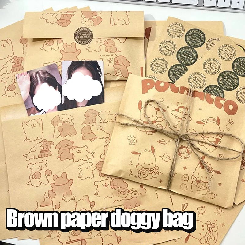 10Pcs Birthday Gift For Girls Kawali Chiikawas Kraft Paper Bag Packaging Bag Thickened Gift Bag Sealed Bag Cartoon Kids Toys