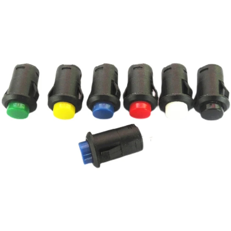 10pcs Card type DS-427/428 round button switch, 12mm, non-locking self-resetting, locking self-locking, inching switch