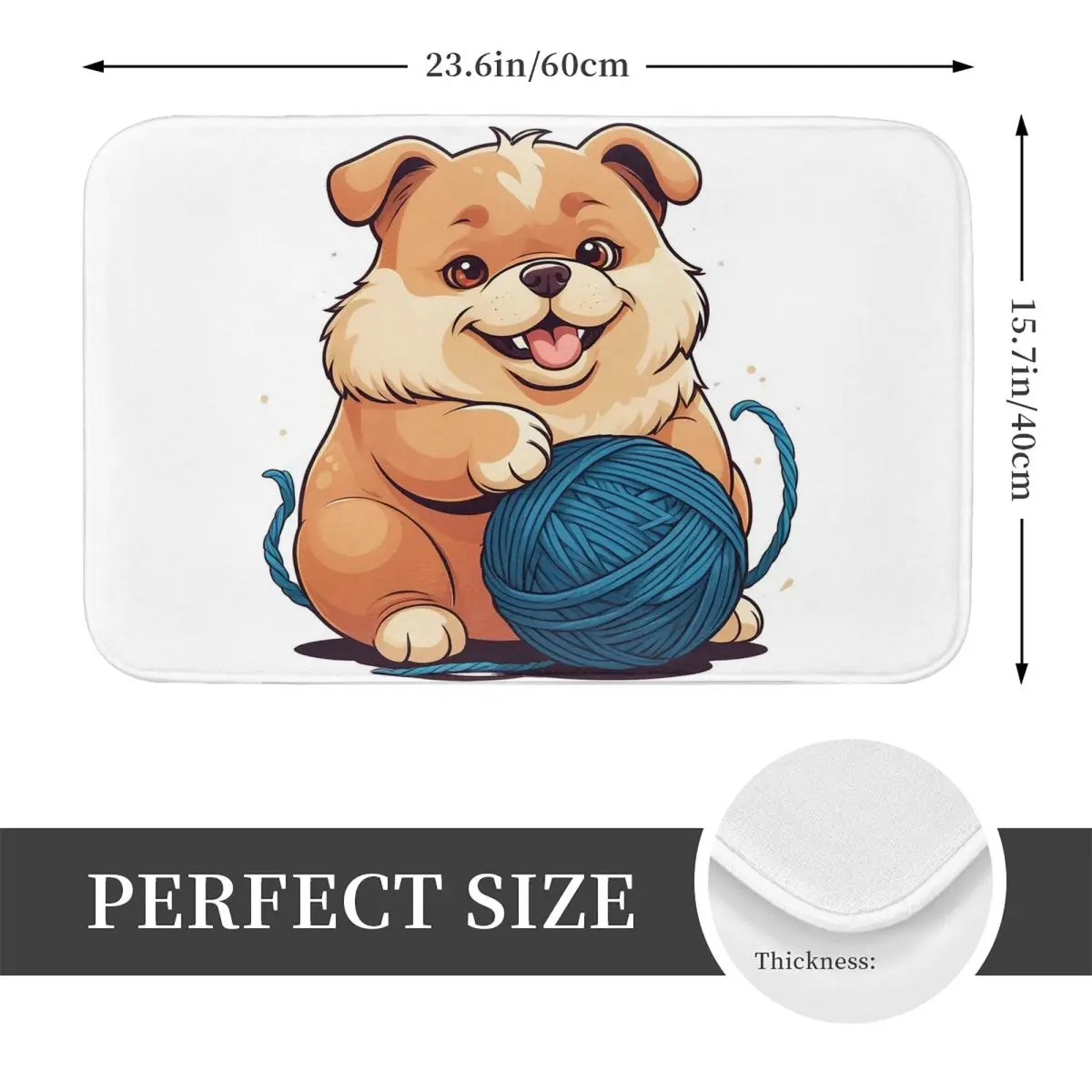 Adorable Chubby Dog Illustration Anti-slip Doormat Floor Mat Durable Carpet Rug for Kitchen Entrance Home Balcony Footpad Mats