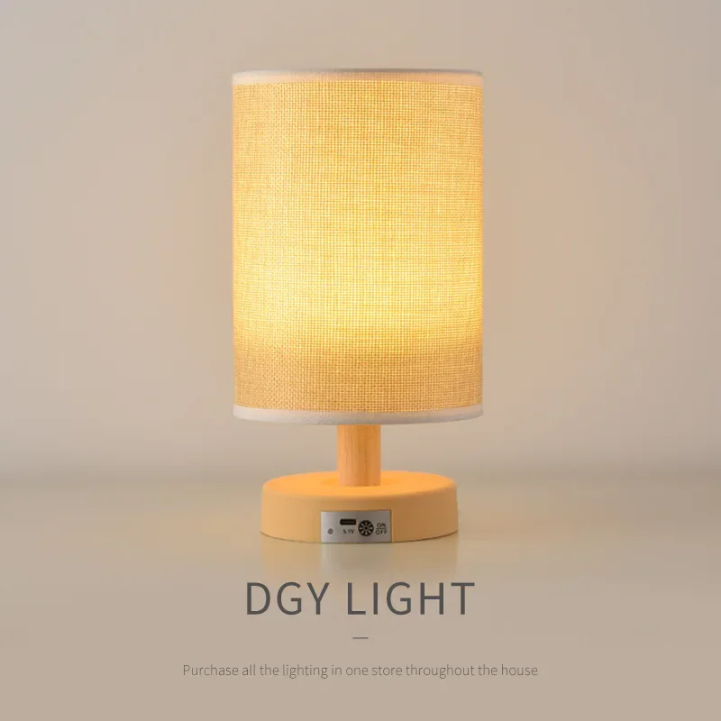 素敵な北欧無垢材デスクトップランプ USB 充電ナイトライト寝室のベッドサイドスタディルーム LED ライト