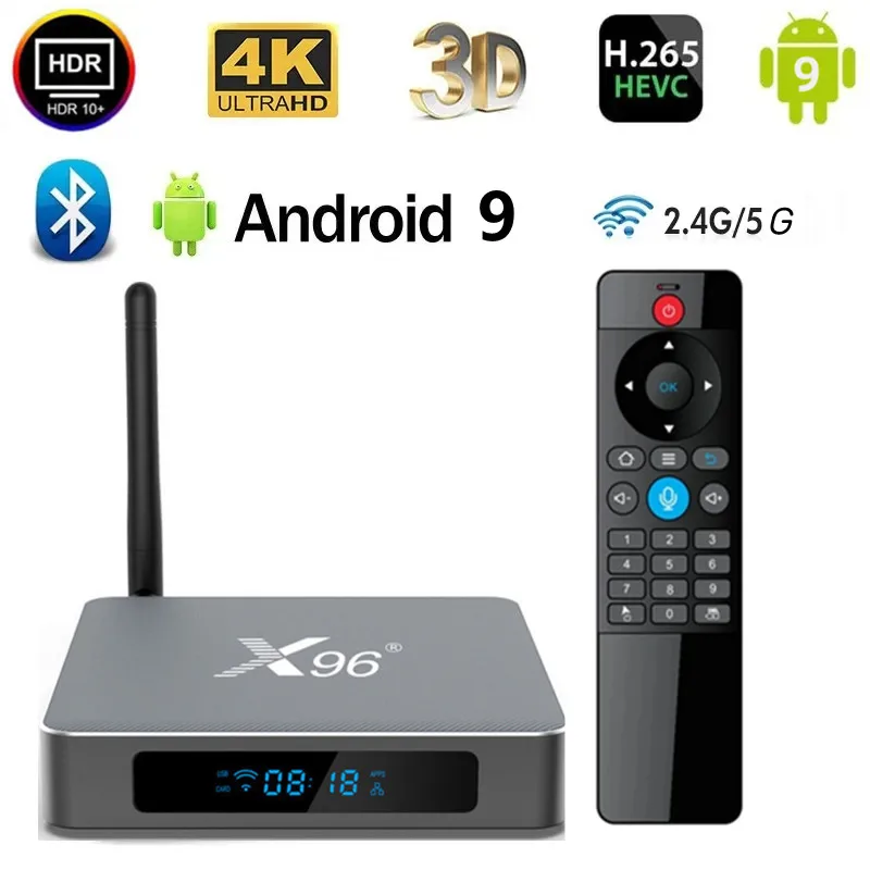 

Android 9 X96 X9 TV Box Media Player S922x 4G/32G Smart Voice Set-Top Box Dual-Frequency 5G WiF HD 4K 3D H. 265 with Bluetooth