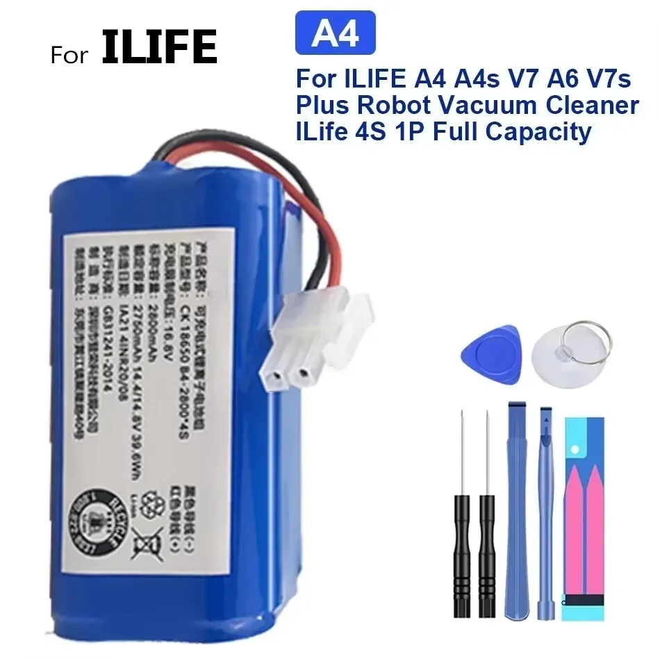 Li-lion Battery for ILIFE A4 A4s, A7, V7s Plus, V50Pro, V55 Pro, W400, A80 plus, A9/A9s A80 Max A80 Pro 2600mAh 14.8V PX-B020