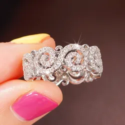 Huitan Exquisite CZ Rings for Women Engagement Wedding Band Accessories Silver Color Luxury Fashion Female Jewelry New Arrival
