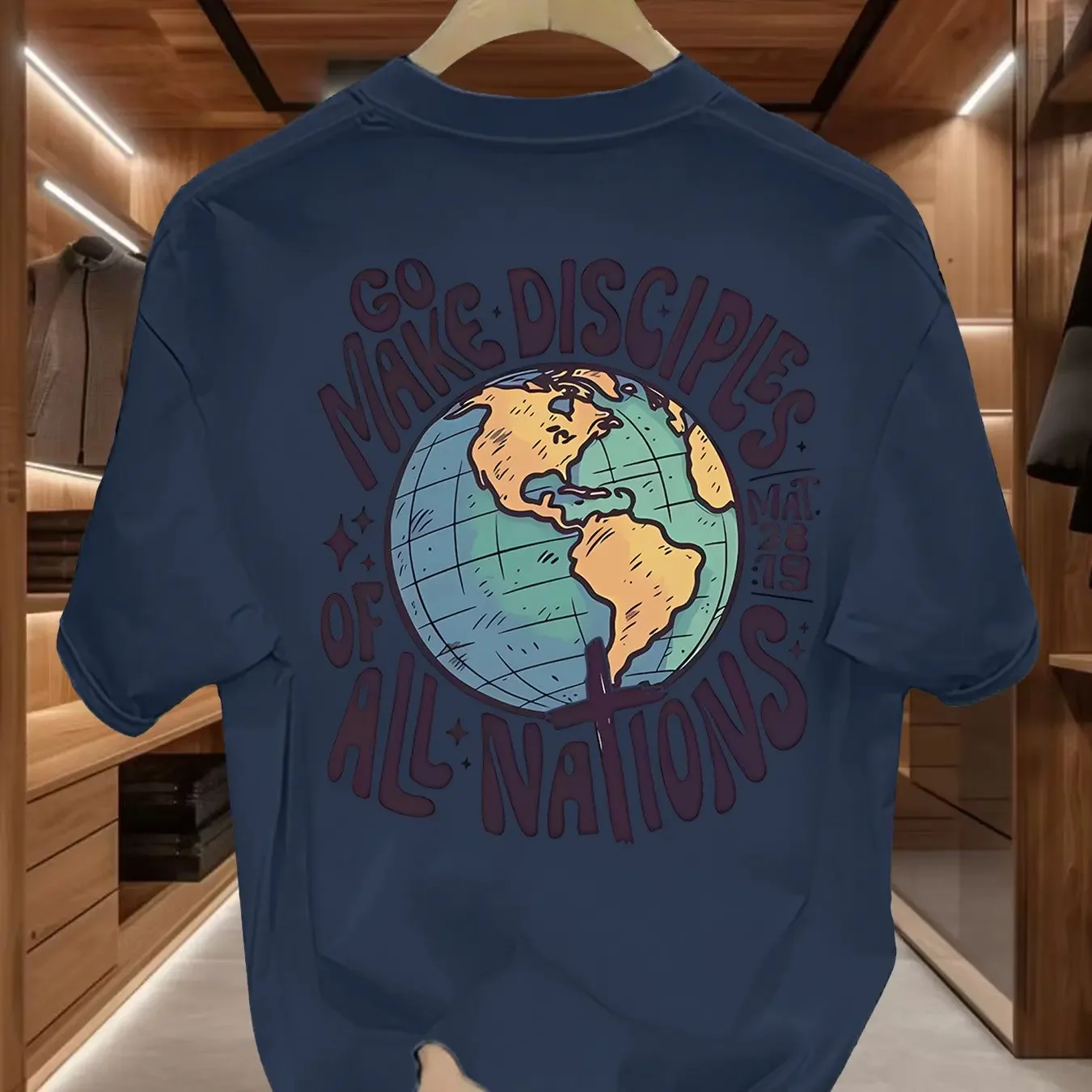 Christian-themed Men's T-shirt, Religious-themed Pure Cotton Top