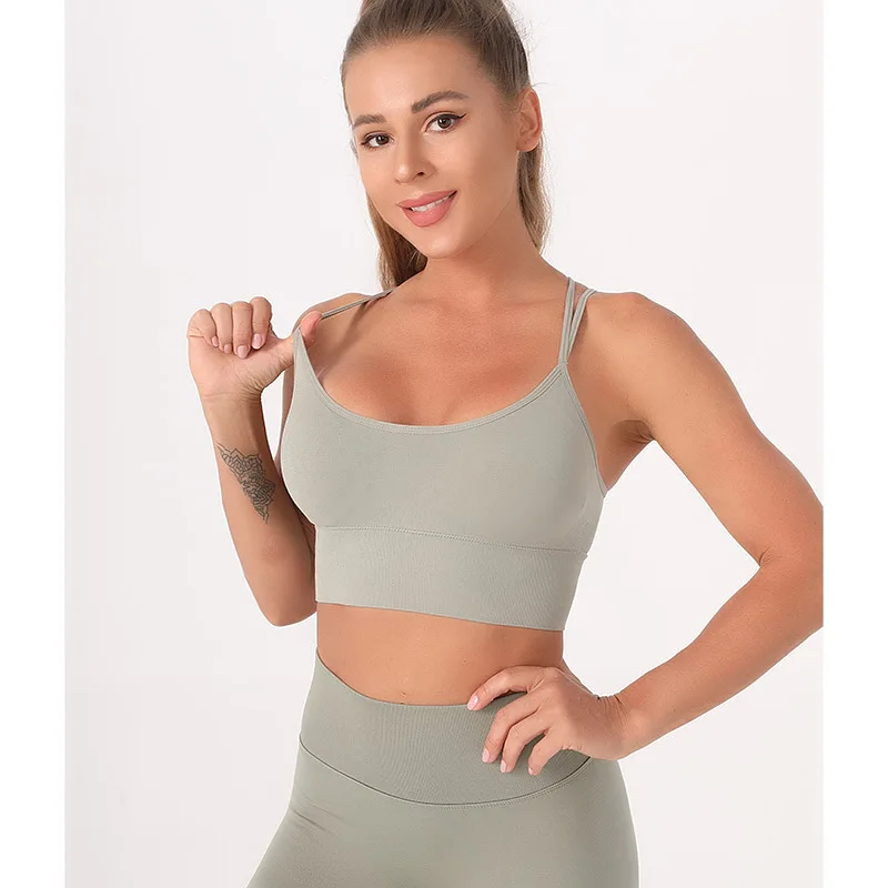 Sports Vest Bra Women's Thin Straps Cross Beautiful Vest Women's Fitness Vest Sport Bras Women