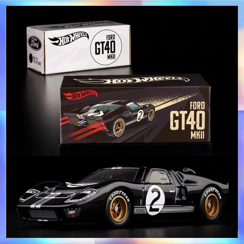 

1/64 Hot Wheels Red Line Ford GT40 MKII Модель автомобиля RLC Открытая модель Коллекционная ограниченная модель Украшение комнаты Подарок на день рождения