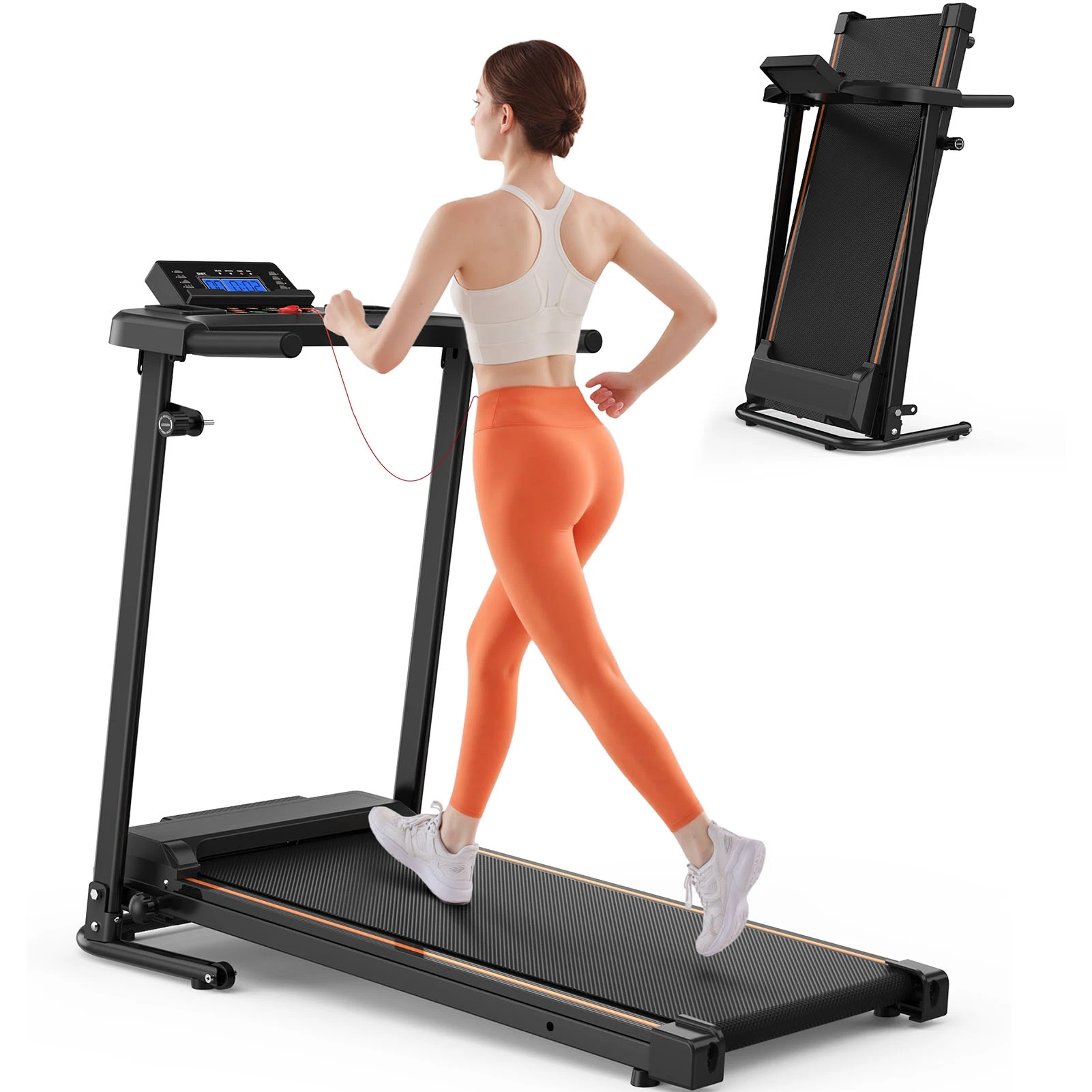 مشاية كهربائية قابلة للطي مع شاشة LED بسعة 300 رطل سعة 2.5 حصان محمولة قابلة للطي للجري للعيش #2