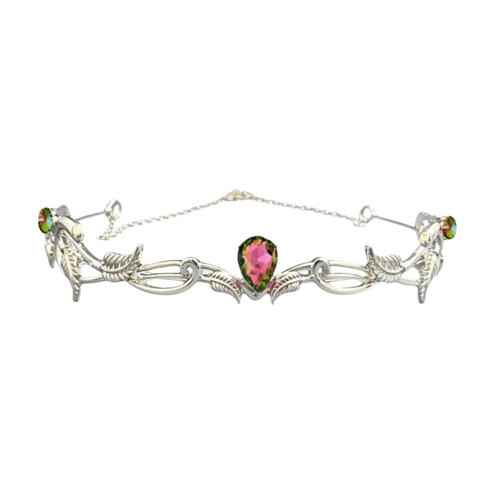 Alloy Tiara Headband Medieval Hollow Carved Leaf Vine Headpiece Teardrop Rhinestone Inlay Lightweight Forehead Headpiece