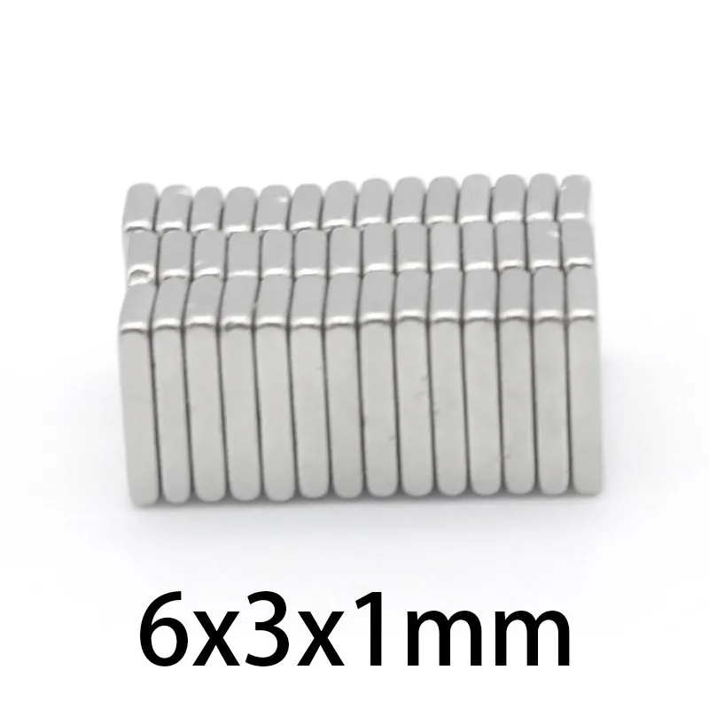 

100PCS 6x3x1 mm Block Powerful Magnets 6mmX3mmThin Neodymium Magnetic Strong Magnet 6*3*1 mm Sheet Permanent Magnet 6x3x1mm