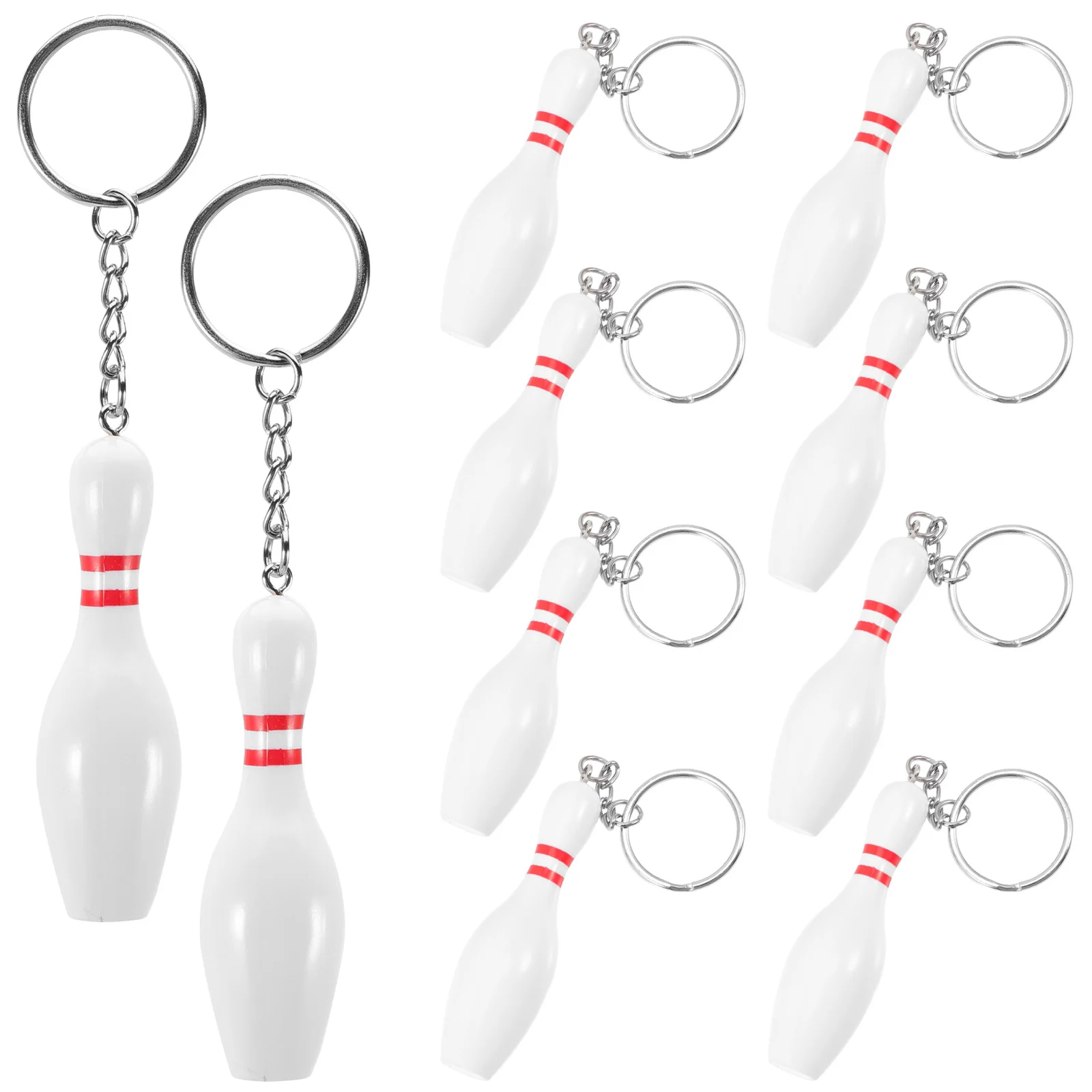

12pcs Mini Bowling Keychains Sports Party Favors Decorative Gifts Bag Hanging Hooks PVC Metal Material Practical Easy To Carry