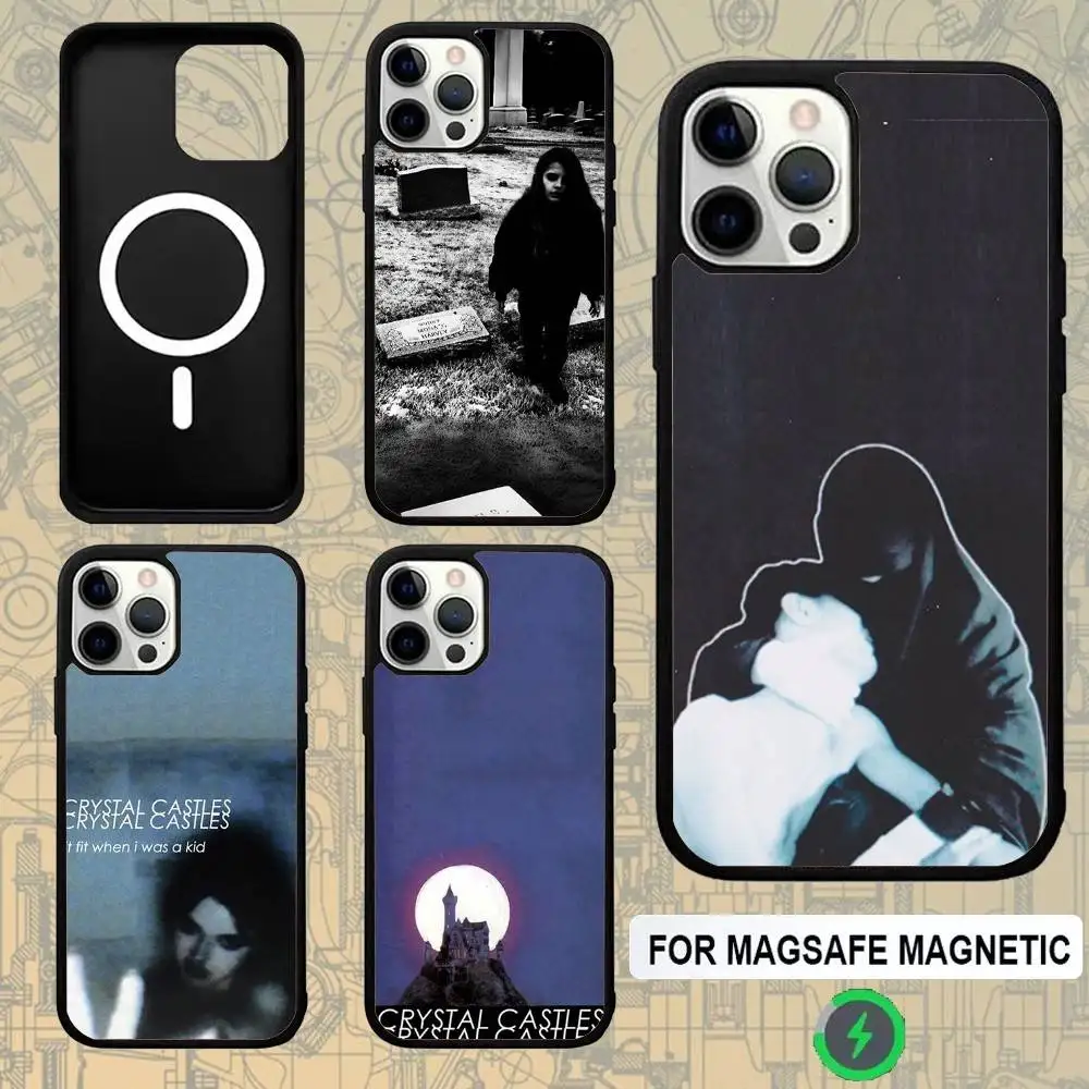 

C-Crystal Castles Alice Glass For Magsafe Wireless Case For iPhone 15,16,17,13,14,11,12,Pro,Max,Plus,E,Air,Mini Protection