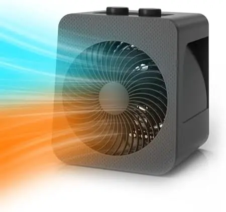 

Портативный вентилятор-обогреватель 2-в-1 – 2 режима нагрева/охлаждения, защита от перегрева и опрокидывания – черный