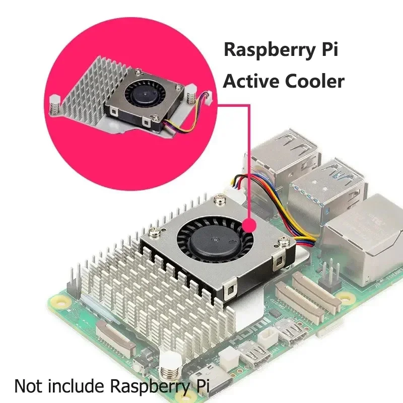 

Активный кулер Raspberry Pi с регулируемой скоростью, охлаждающий вентилятор, радиатор для Raspberry Pi 5