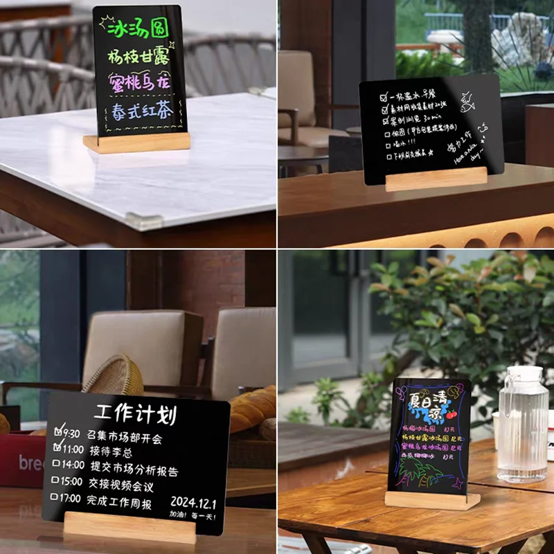 A5 148x210mm Wood Base Tabletop Chalkboard Sign Holder Stand Restaurant Bar Menu Chalkboard Stand Message Board