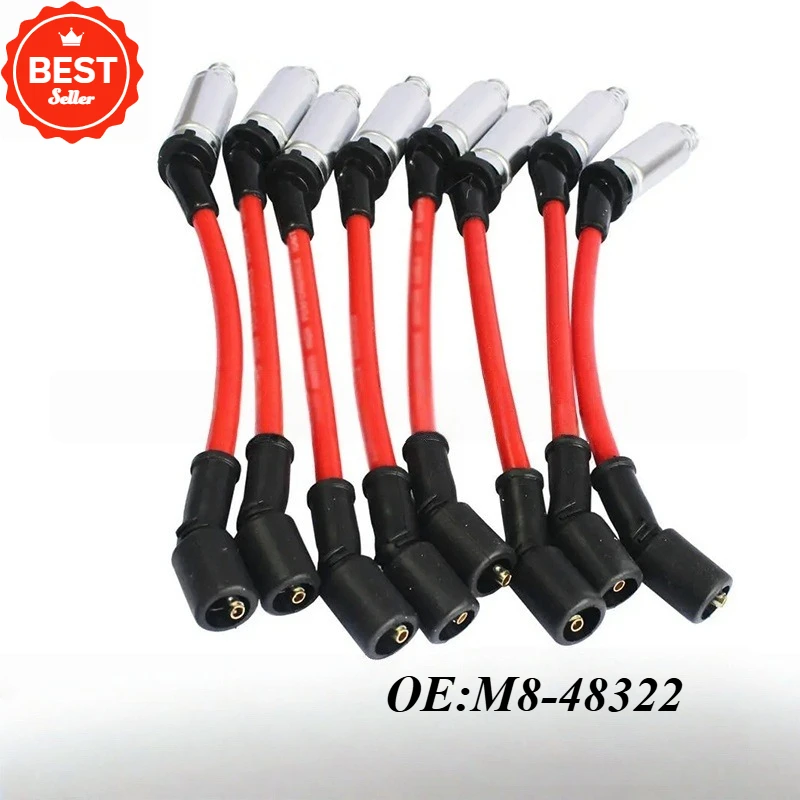 8pcs Spark Plug Wire Ignition Cables M8-48322 for Chevrolet Avalanche Corvette Express Silverado,for Savana Sierra Yukon