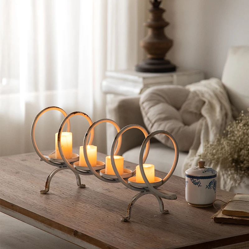 2025 Classic New Vintage White Candlestick 4 Branch Church Candlestick Religions Candle-Holders