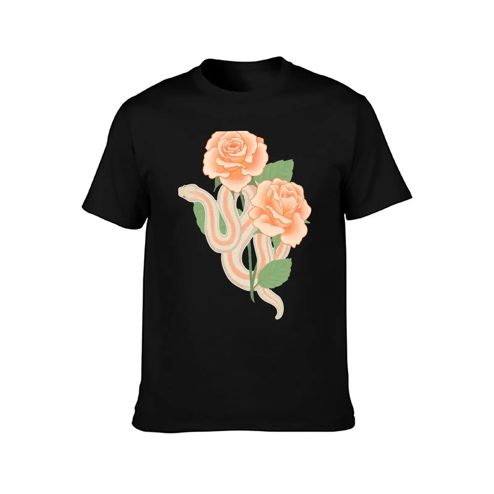 Rosy Boa and Roses T-Shirt blue lock plus sizes men tshirt