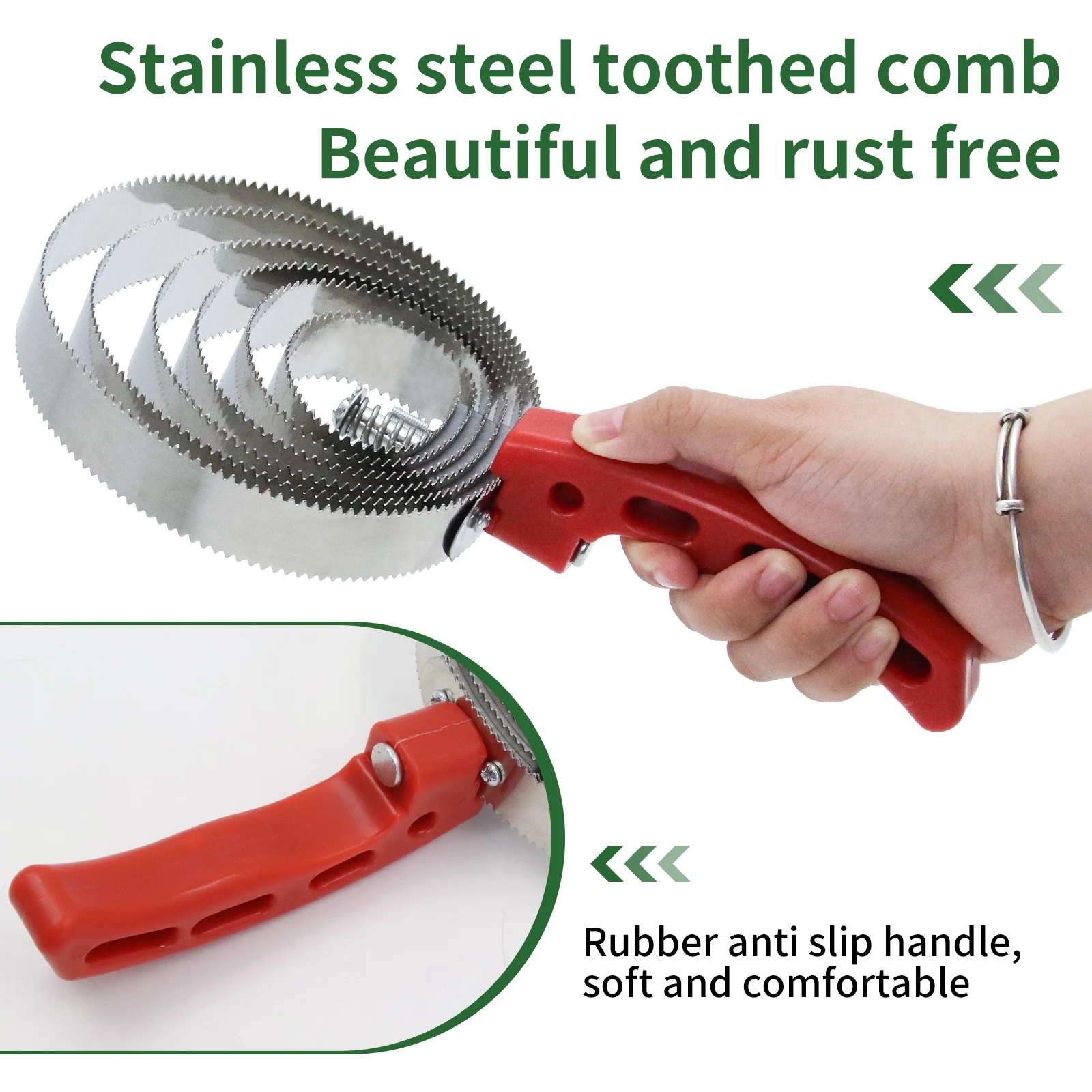 6-خواتم الفولاذ المقاوم للصدأ مشط الكاري مع المطاط المضادة للانزلاق قبضة متعددة الوظائف فرشاة الكاري الاستمالة للحصان الماشية الأغنام البقرة