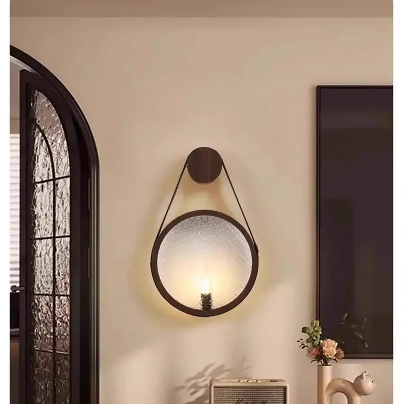 Vintage Glass Wall Sconce Medieval Style Decorative Lighting for Living Room Bedroom Aisle Retro Atmosphere Wall Lamp Fixture
