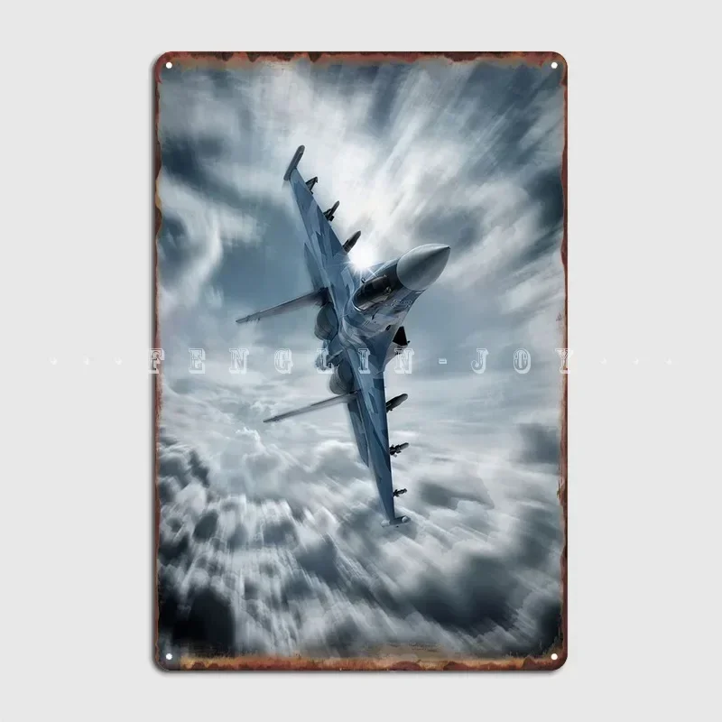 Sukhoi Su35 Flanker Fighter Jet Poster Metal Plaque Wall Mural Garage Club Printing Plaques Tin Sign Posters