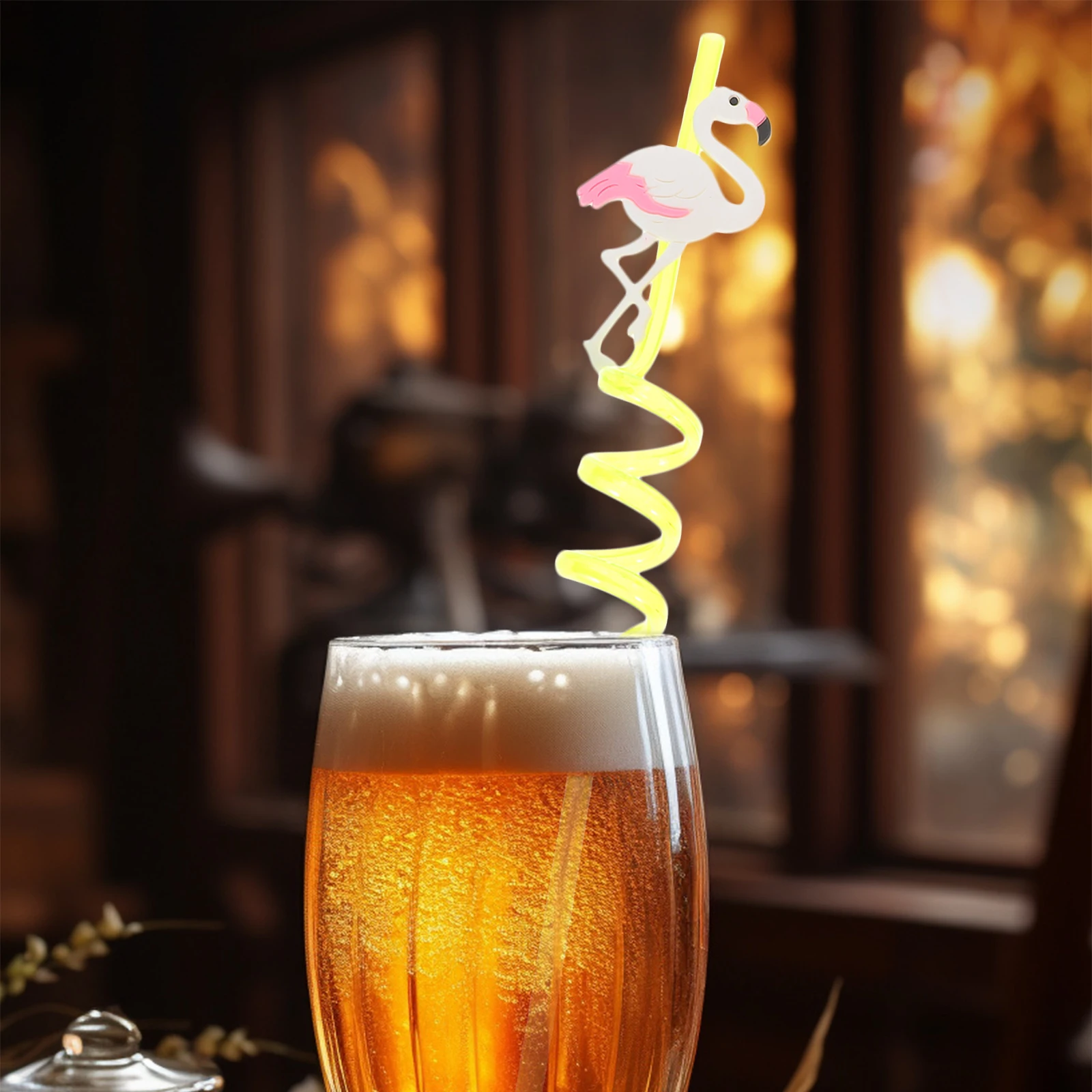 

4pcs Flamingo Straws Reusable Curly Drinking Straws For Party Birthday Festival Juice Beverage Twisted Cartoon Style Party
