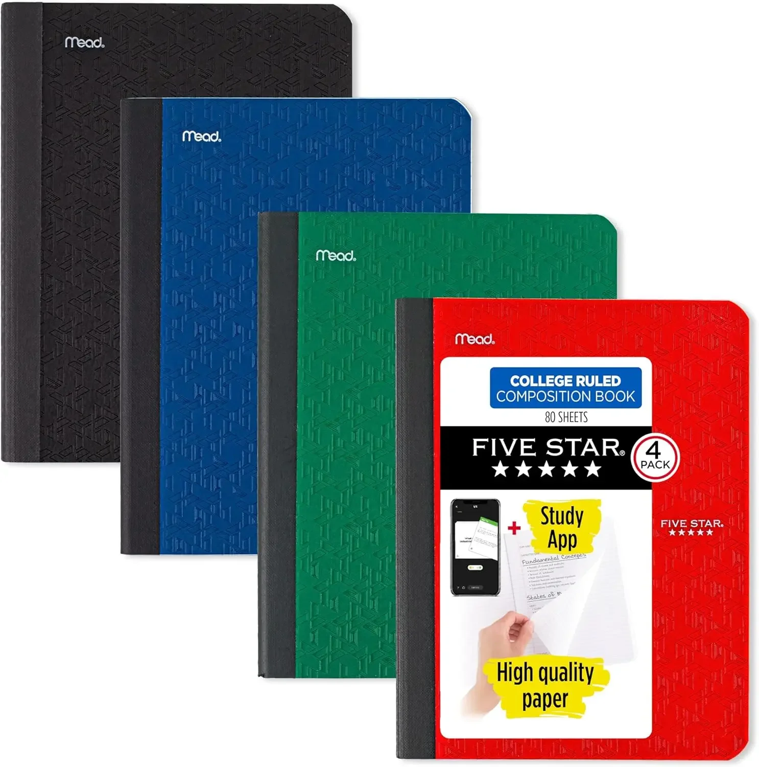 

4-Pack College Ruled Composition Notebooks: 80 Sheets Each, 7.5x9.75 Inches, Assorted Colors