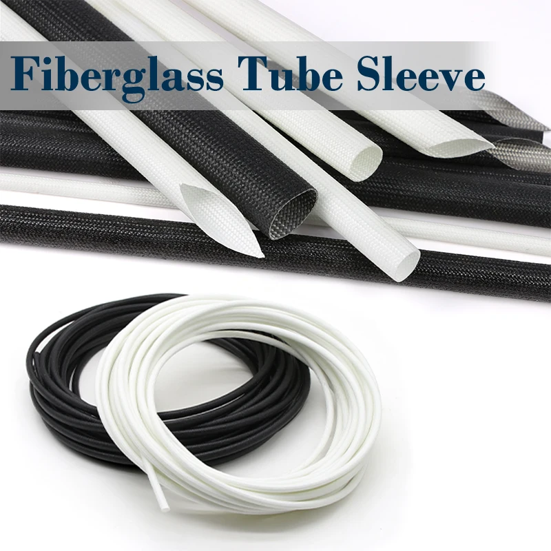 

High Temperature Fiberglass Tube 1 ~ 25mm Silicone Resin Braided Flame Resistant Fiber Glass Insulate Cable Wire Protect Sleeve