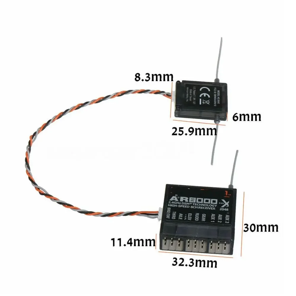 Spektrum AR8000 2.4GHz 8CH Receiver Support DSM2 DSMX W/ Extended Satellite for JR Spektrum RC DX7s DX8 DX9 Dx18 Transmitter