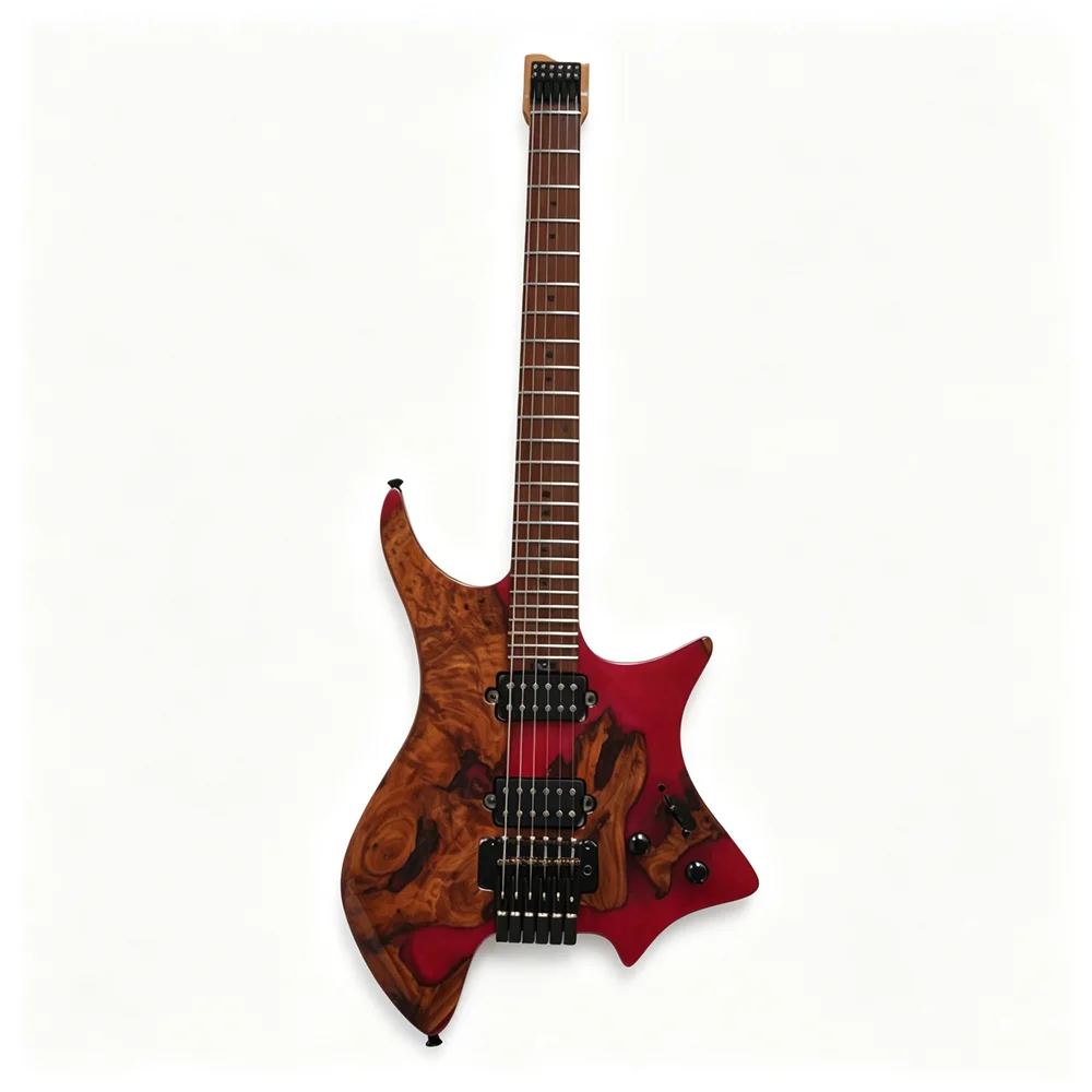 Headless 6 Strings Electric Guitar With Roasted Maple Neck Mahogany Body Customization Service