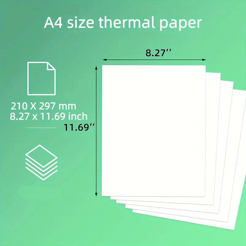 BPA Free Quick Dry Handwriting Thermal Paper Use for A4 Mobile Printer 100 Sheets Per Box