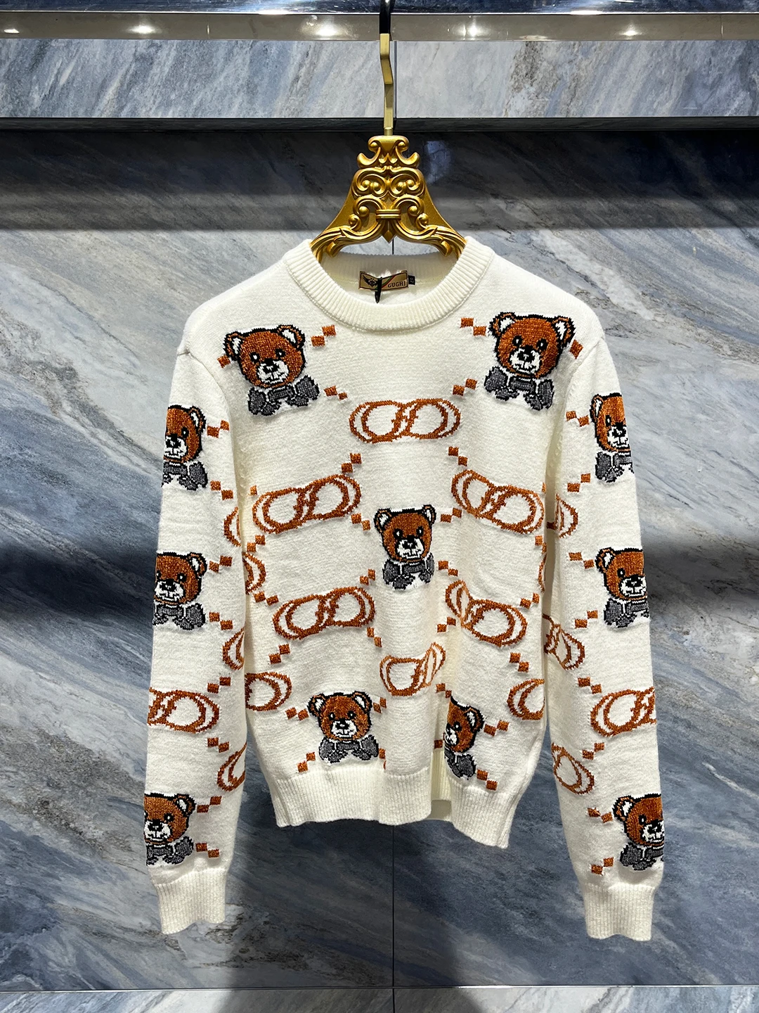 

Модный утепленный свитер с круглым вырезом, вышивкой в виде медведя, из шерстяной смеси, с длинными рукавами, для молодых мужчин