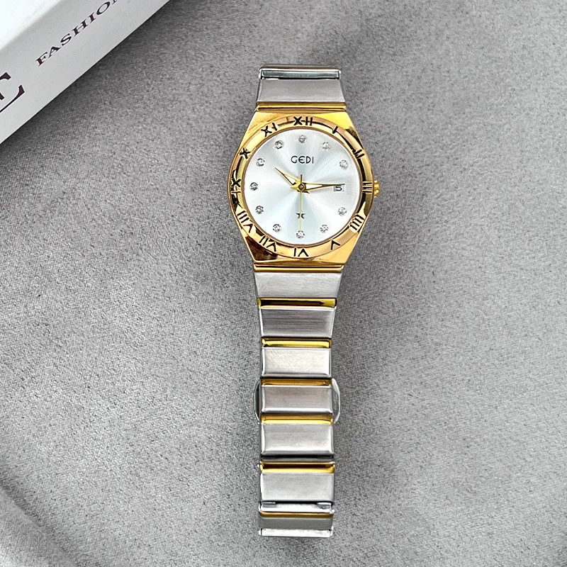 Bracciale da donna Orologi al quarzo Orologio elegante alla moda per donna Cinturino in acciaio inossidabile Regali di lusso Reloj Mujer