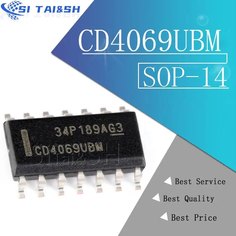 10pcs CD4069UBM CD4069 HEF4069UBT HEF4069 SOP-14 Multiplexer Switch ICs CMOS Diff 4-Ch