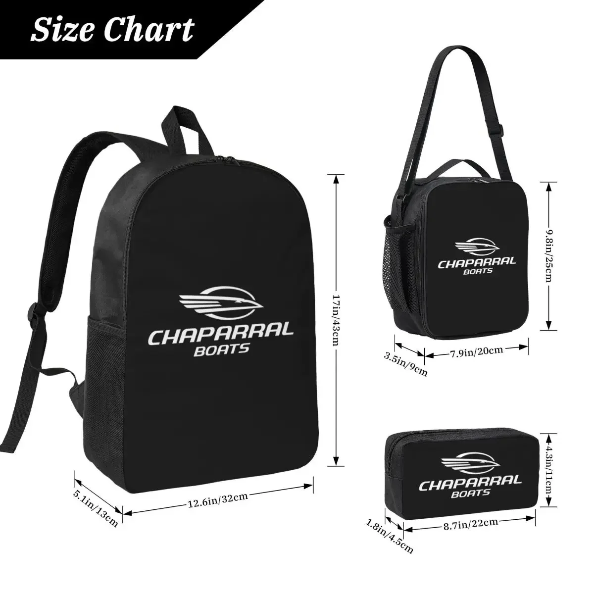 Chaparral Boats Logo POCKET SIDE Backpack Student BookBag School Bag Laptop Shoulder Bags 3ps Insulated Lunch Bag Pencil Case