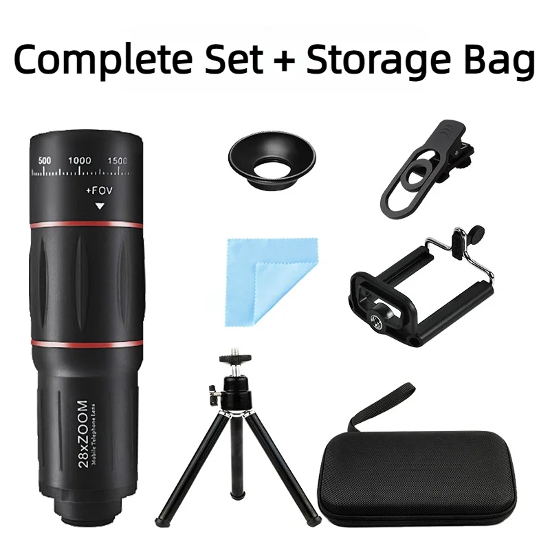 TOKOHANSUN 28X Mobile Phone Monocular Telescope Lens astronomical zoom lens extendable tripod for iPhone 7 8 Plus 11 Smartphones