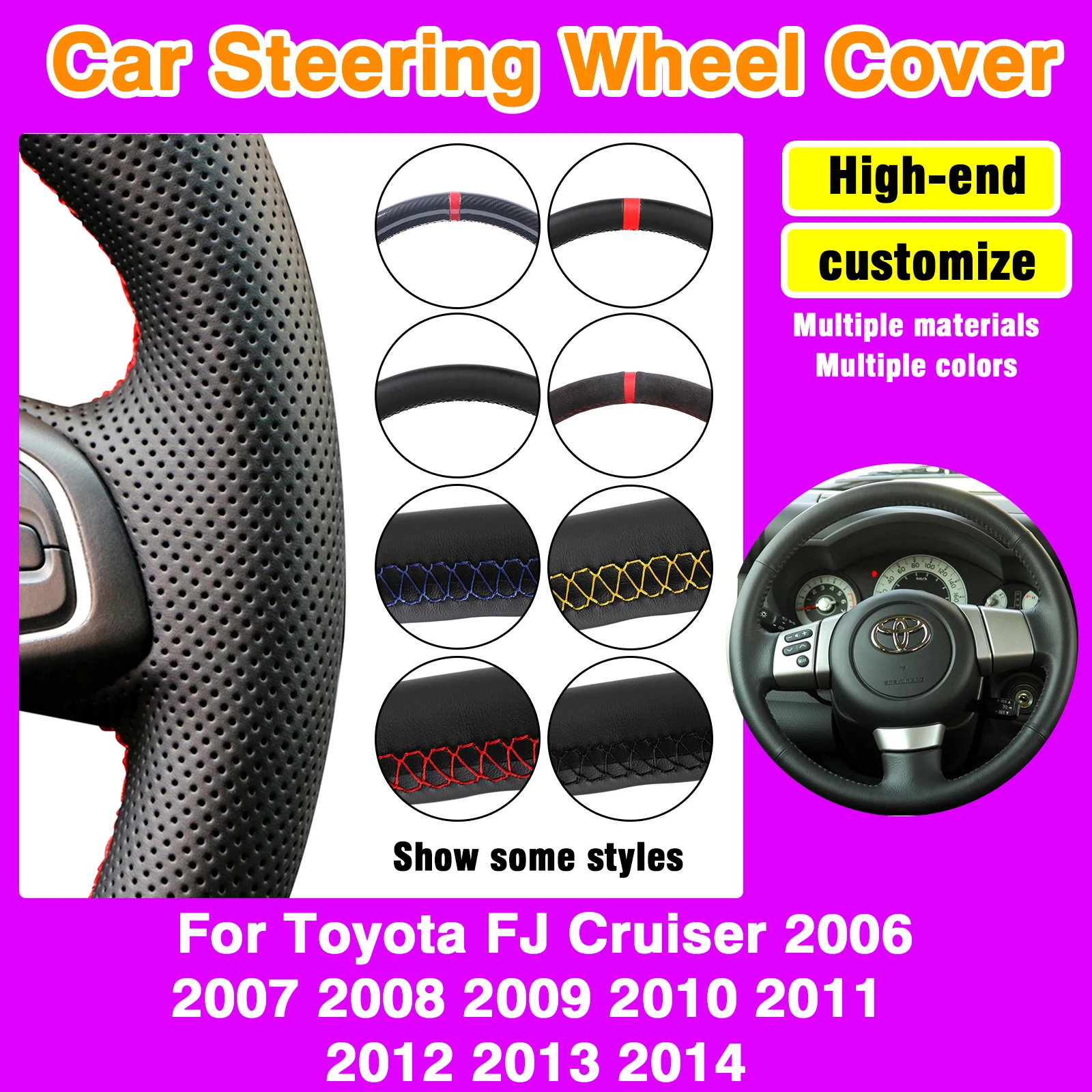 

Scratch-Resistant DIY Car Steering Wheel Cover Microfiber Leather For Toyota FJ Cruiser 2006 2007 2008 2009 2010 2011 2012 2013