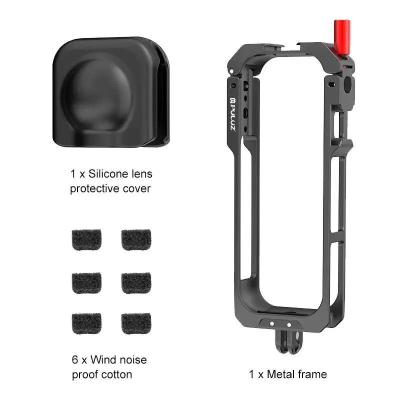 PULUZ Rahmenkäfig für Insta360 X5, Schutzrahmen-Gehäuse mit Kaltschuhhalterung, kompatibel mit Insta 360 X5 Zubehör