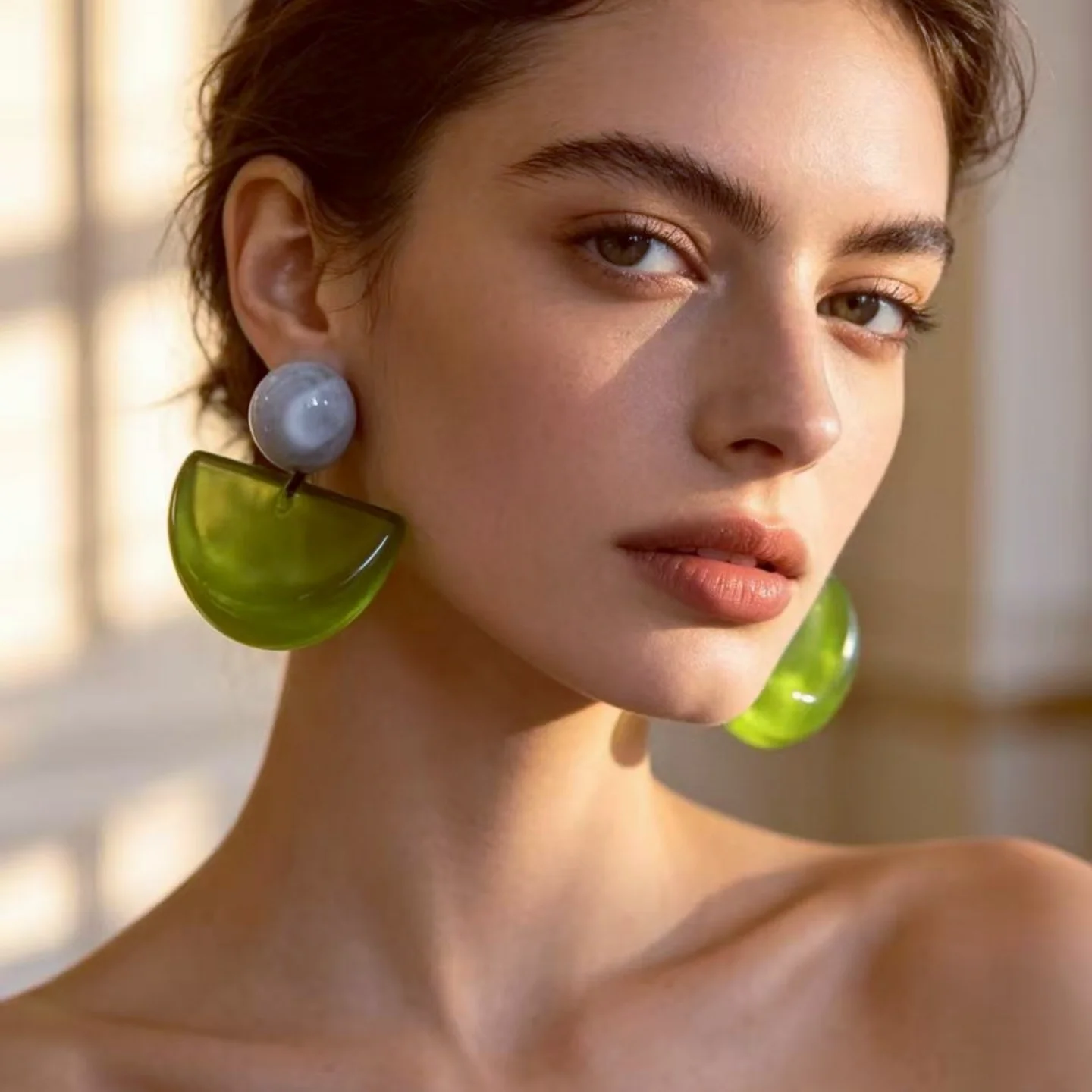 Vintage Geometry Round Resin Simple Dangle Post Earrings New Design Elegant Fashion Jewelry For Women Daily Wear Wholesale