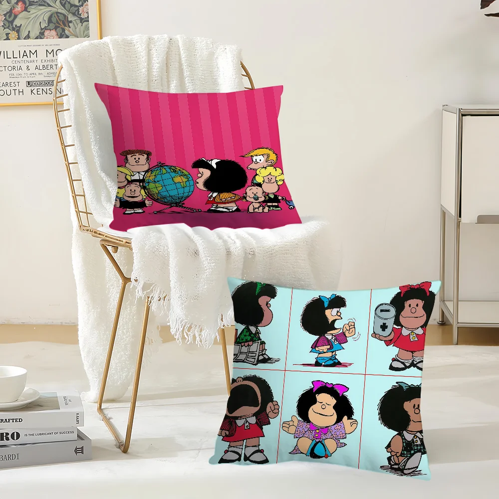 Cartoon M-Mafalda's World  Pillow Case Office Cushions Suitable For Sofa Car Bedroom Decorative Cushion Cover