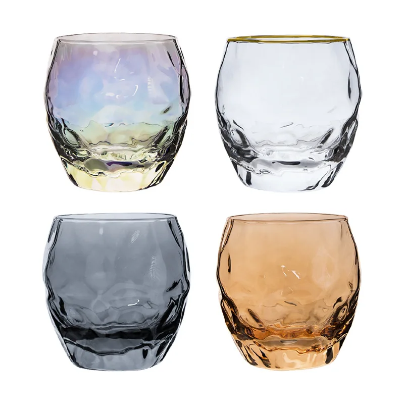 Creative Pineapple Whiskey Shot Glass Special-Shaped Glass Water Cup Household Transparent Egg-Shaped Cup Golden Edge Cup Juice